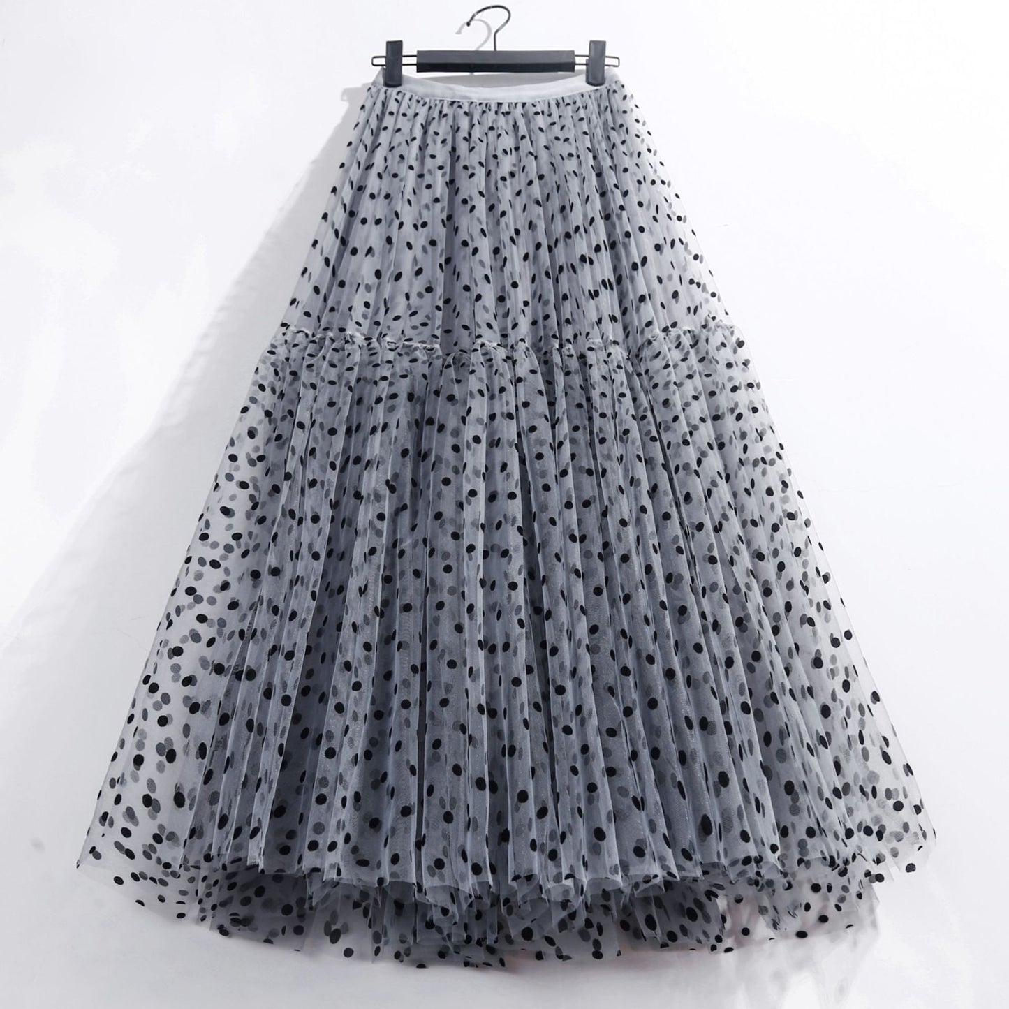Mesh Half body Cake Skirt Oversized Umbrella Skirt Long Heavy duty Plush Wave Point A-line Skirt Puff Mesh Skirt