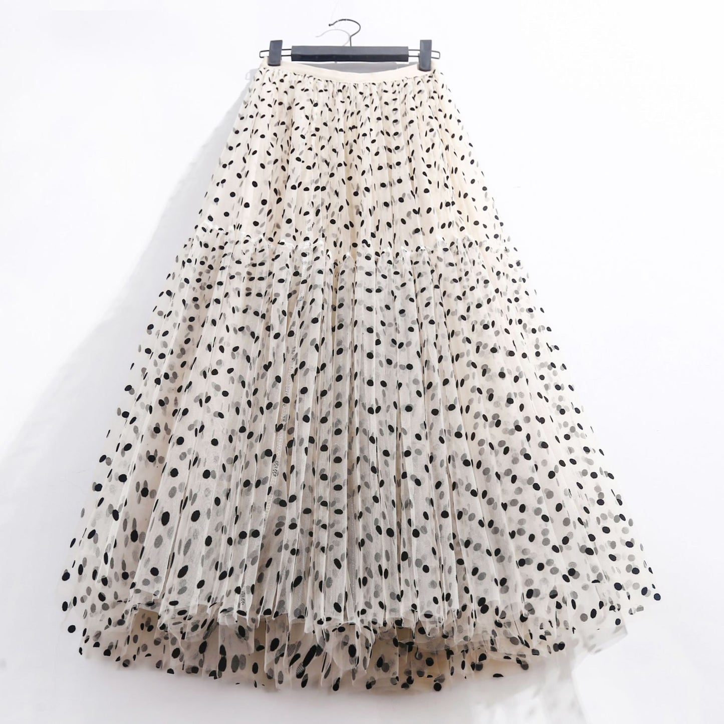 Mesh Half body Cake Skirt Oversized Umbrella Skirt Long Heavy duty Plush Wave Point A-line Skirt Puff Mesh Skirt