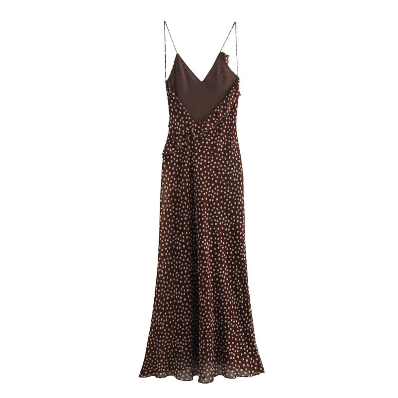 European and American style sexy French polka dot V-neck niche dress for women
