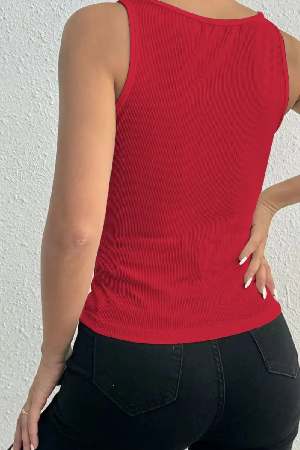 Square collar solid color knitted lace vest