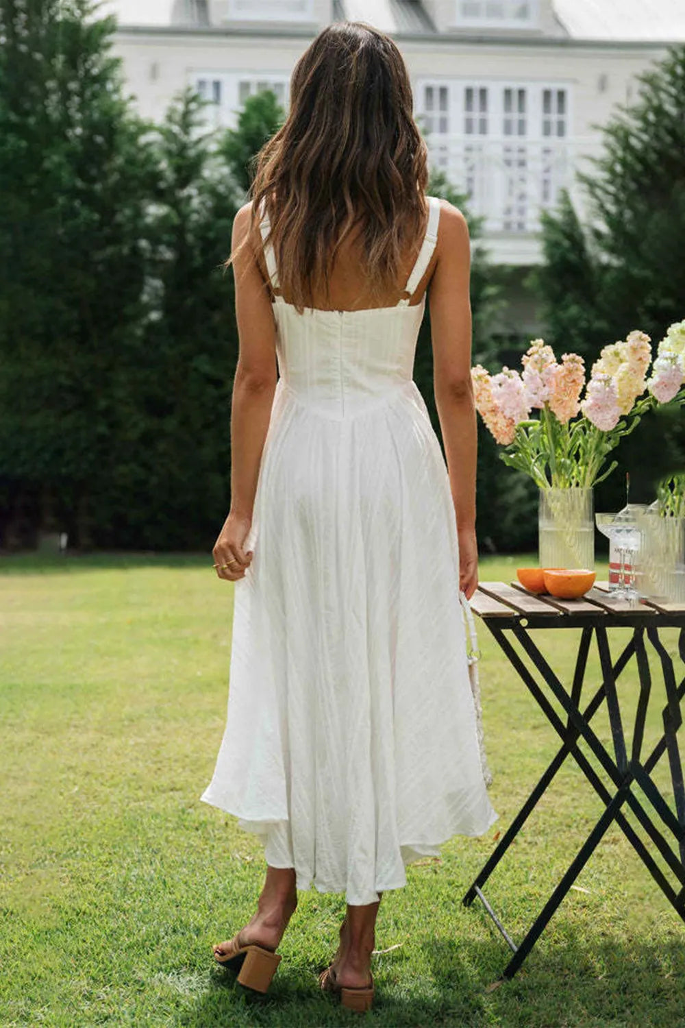 New sleeveless camisole irregular hem long dress