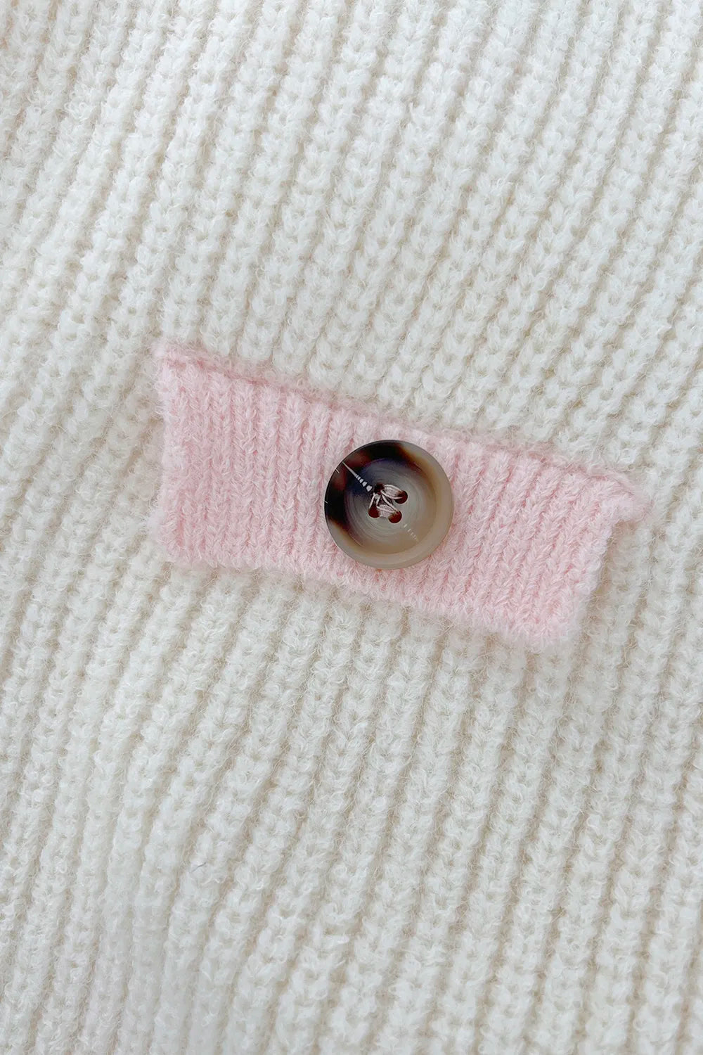 Fashionable V-neck fake pocket sweater jacket solid color cardigan