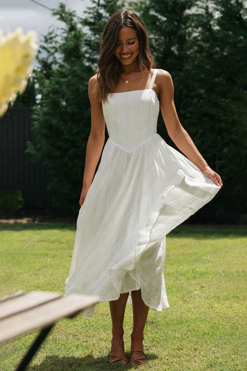 New sleeveless camisole irregular hem long dress