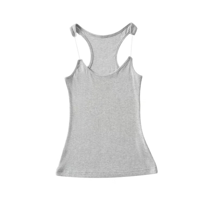 Magical invisible shoulder strap vest women's low cut slim fit bottom camisole top
