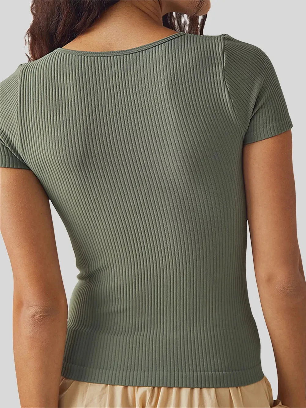 New women's solid color pit stripe cotton comfortable round neck short sleeved T-shirt for women