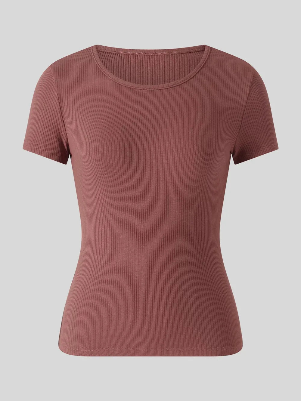 New women's solid color pit stripe cotton comfortable round neck short sleeved T-shirt for women