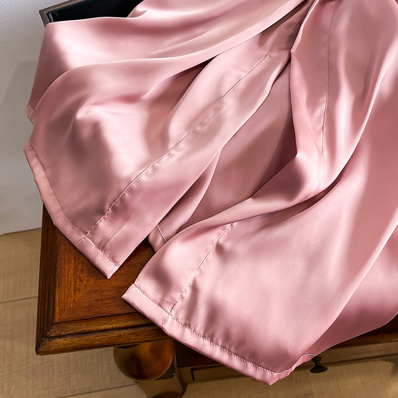 Sexy sleepwear women's spring and autumn thin silk nightgown bathrobe
