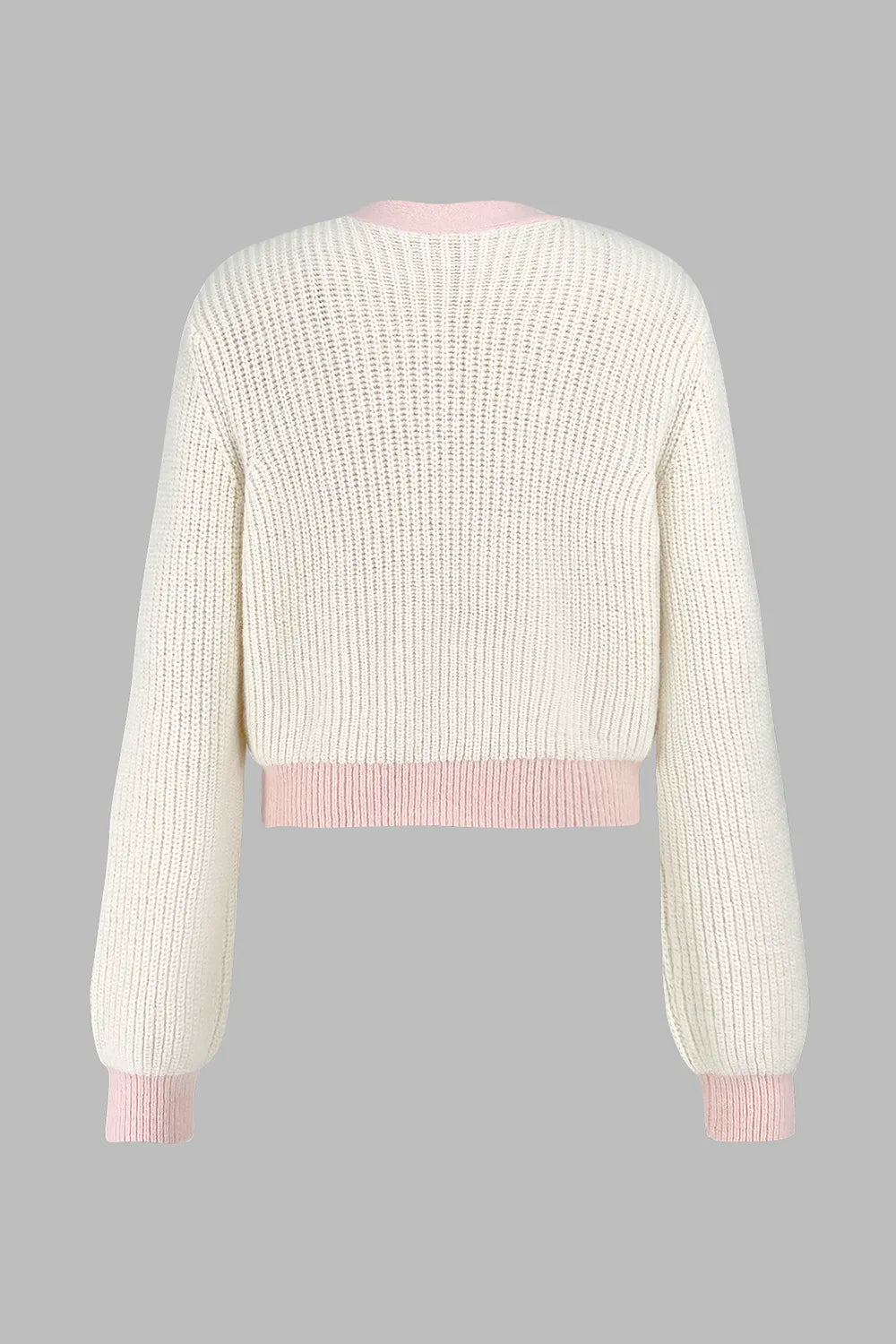 Fashionable V-neck fake pocket sweater jacket solid color cardigan
