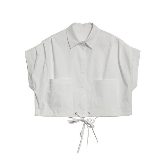 Loose fitting women's short sleeved shirt fashionable casual short sleeved shirt