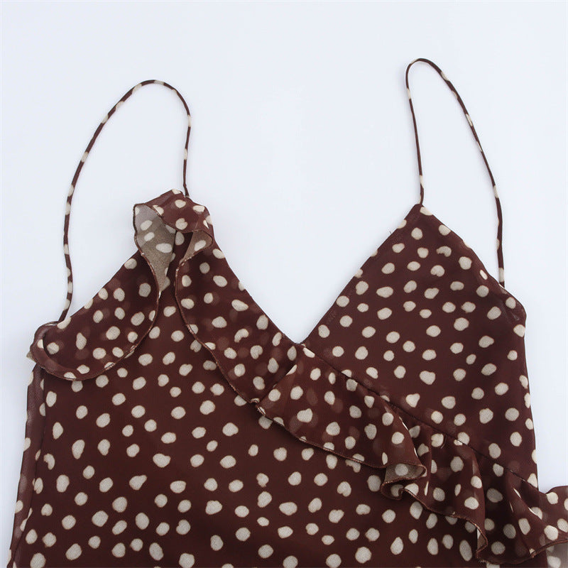 European and American style sexy French polka dot V-neck niche dress for women
