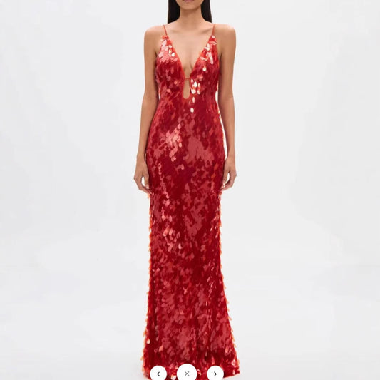 Hollow out suspender backless sequin dress sexy