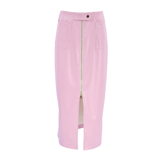 European and American style design zipper high waist straight tube skirt for women