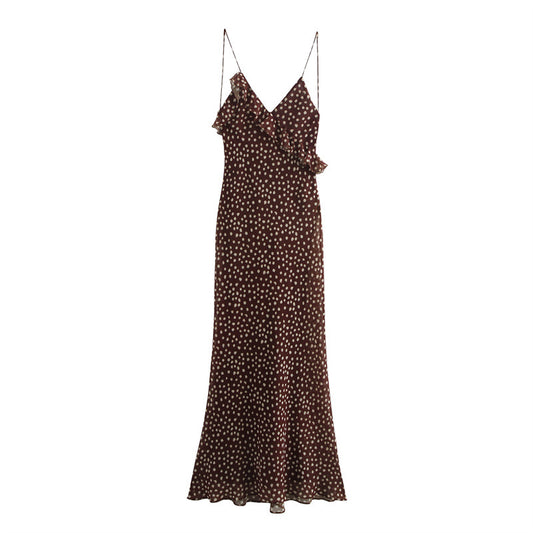 European and American style sexy French polka dot V-neck niche dress for women