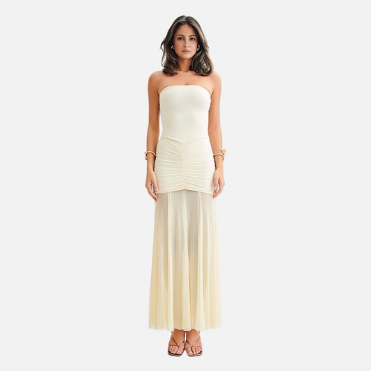 European and American style strapless patchwork backless slim fit long dress sexy and fashionable dress